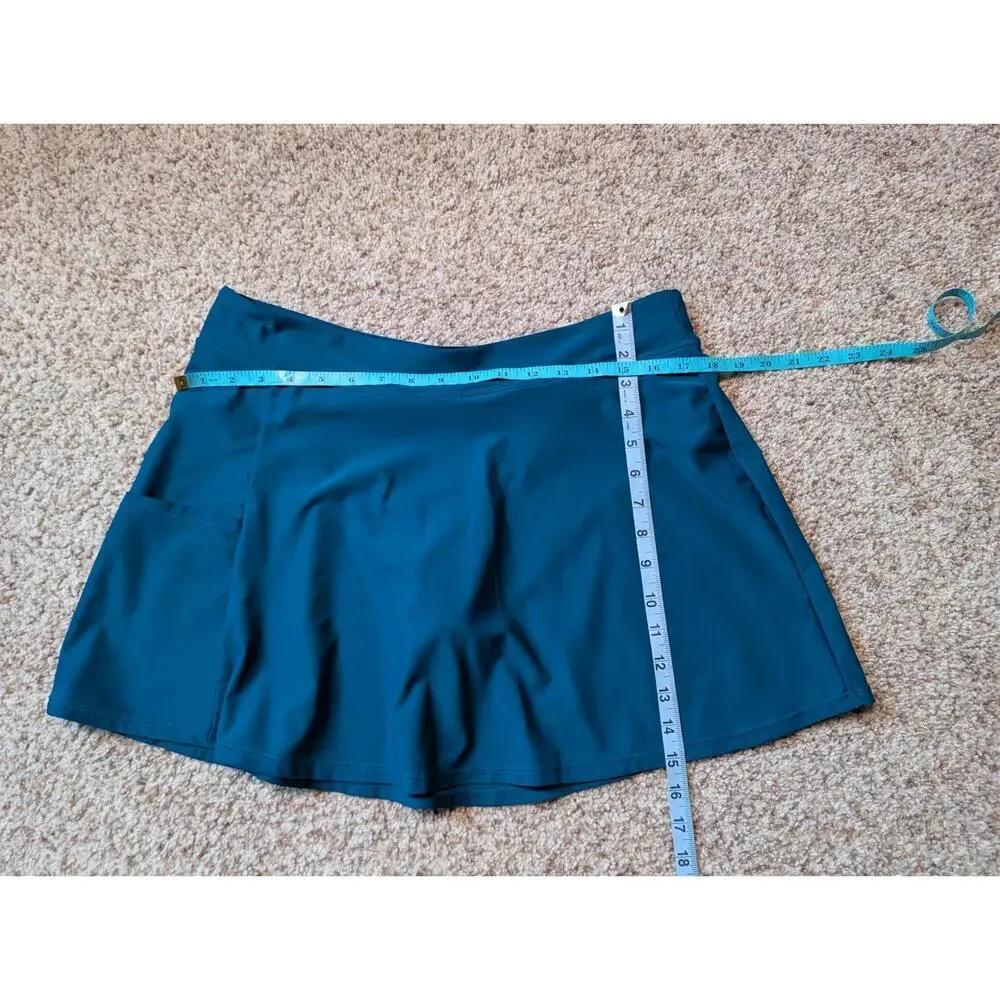 HILOR women's swim bikini bottoms/athletic workout skort, size 14, Teal
